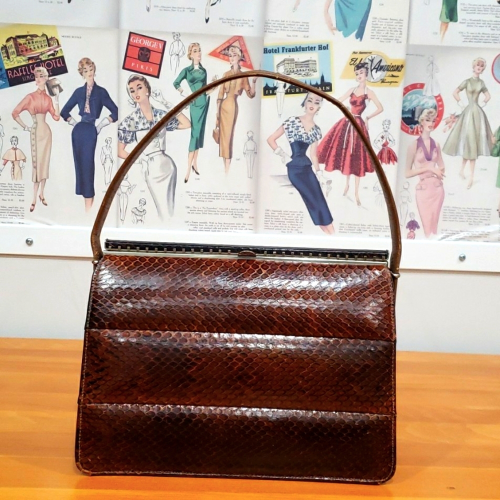 60s Brown Snakeskin Handbag